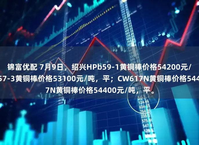锦富优配 7月9日，绍兴HPb59-1黄铜棒价格54200元/吨，平；HPb57-3黄铜棒价格53100元/吨，平；CW617N黄铜棒价格54400元/吨，平。